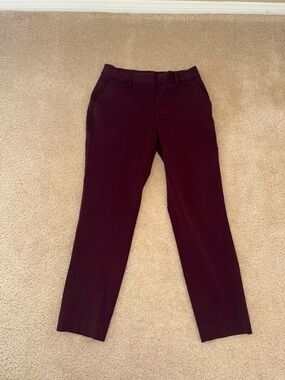 Express Columnist Mid Rise Ankle Burgundy Dress Pants, Size 2R